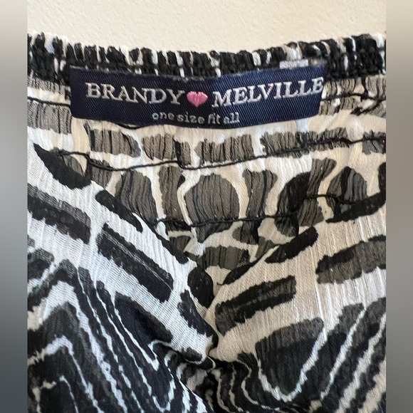 RARE Brandy Melville Flowy Low Open Back Black and White Boho Bohemian Dress OS - Picture 3 of 5